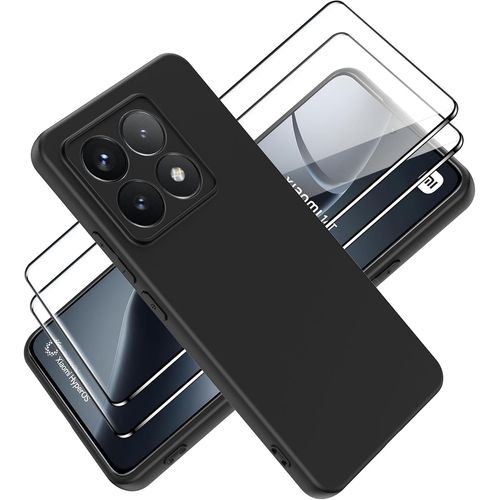 Coque Xiaomi 14t Avec Verre Trempé - Tpu Mat Souple, Antichocs & Anti¿Rayures, Anti¿Jaunissement, Bords Surélevés, Béquille Intégrée, Noir