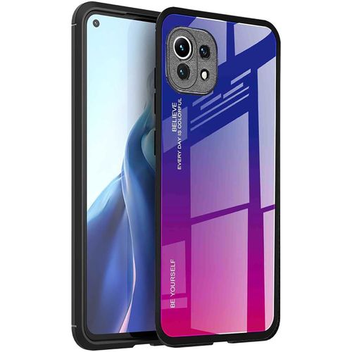 Coque Xiaomi Mi 11 Lite 5g / Mi 11 Lite 5g Ne ¿ Dos En Verre Trempé Dégradé 9h, Bumper Silicone Tpu Ultra-Fin, Anti-Rayures Et Protection Slim