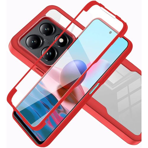 Coque 2-En-1 Pour Xiaomi 14t Pro ¿ Étui Hybride Tpu+Pc 360° Avec Protection D'écran Intégrée, Anti-Choc Et Anti-Rayures, Transparent/Rouge