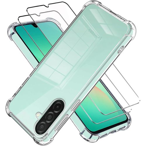 Coque Tpu Transparente Samsung Galaxy A26 5g + 2 Films Verre Trempé 9h - Souple Anti-Rayures Anti-Chocs Bords Rehaussés Anti-Empreintes Hd
