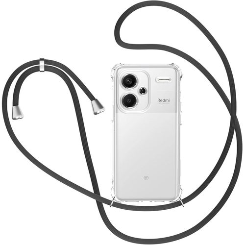 Cfus-Coque Pour Xiaomi Redmi Note 13 Pro Plus 5g Avec Cordon, Etui Avec Collier - Tour De Cou Lanière En Corde - Transparente Silicone Housse Avec Cordage Lanyard Case, Noir