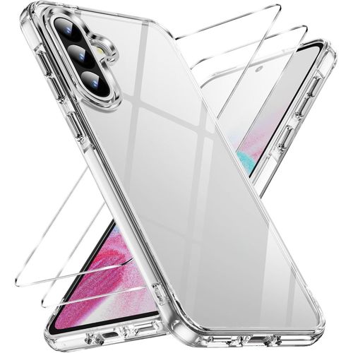 Coque Transparente Ultra-Fine 1,22 Mm Pour Samsung Galaxy A56 5g + 2 Verres Trempés - Anti-Jaunissement, Coins Amortisseurs Anti-Chocs