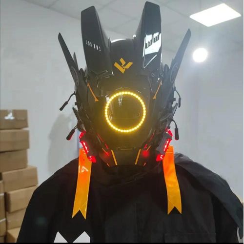 Masque Cyberpunk Led Pour Festival De Cheveux, Casque De Cosplay D'halloween Et De Noël, Cadeau De Fête Pour Adultes--Jaune Braid