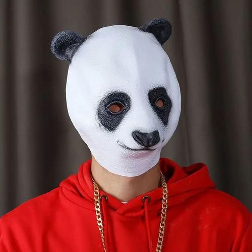 Mignon Orange singe Panda chien poisson coq tête masques drôle Animal Halloween mascarade fête Latex capuche visage complet tête de poulet masque-Panda 1