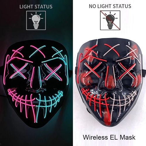 Masque De Purge Led Néon Sans Fil, Brille Dans La Nuit, Masque D'horreur Cosplay, Masques De Fête D'halloween, Déguisement Amusant Et Brillant--Style 13