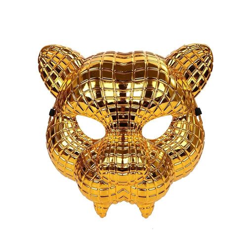 Masque De Cosplay D'animaux D'halloween, Lion, Tigre, Léopard, Accessoire De Spectacle Sur Scène, Masque De Fête Léopard Doré, Accessoires De Costume, Fournitures De Fête--Or