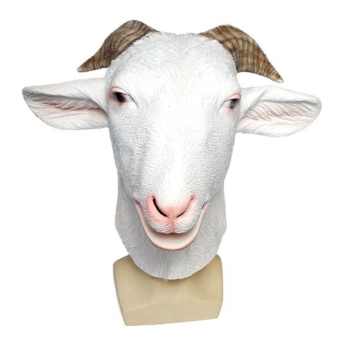 Masque De Chèvre Blanche, Masque En Latex Pour Hommes, Masque De Mouton, Costume D'animal De Fête D'halloween Pour Adultes--