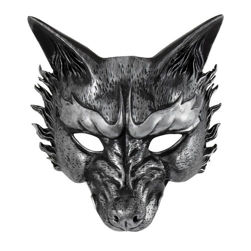 Masque De Loup Noir Et Or Demi-Visage, Cosplay D'halloween, Maquillage D'animal, Accessoires De Costume, Fournitures De Ix--Style B-Argent