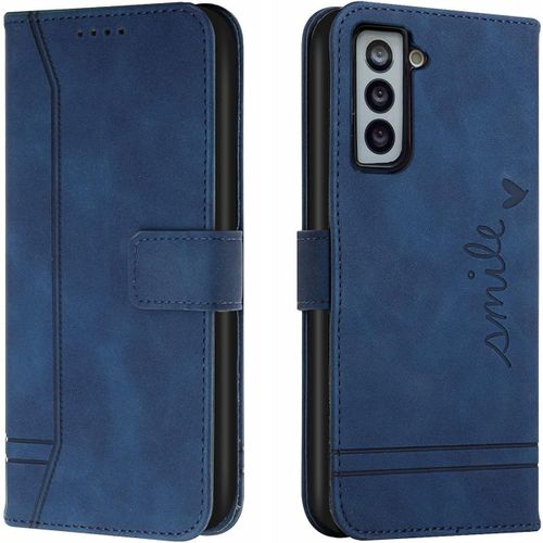 Coque Pour Galaxy S22, Etui Cuir Avec Magnetique, Flip Pochette Housse Pour Galaxy S22 Protection, Bleu