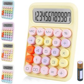 Calculatrice Électronique Colorée, Grand Écran Lcd À 12 Chiffres Et Gros Boutons Ronds, Calculatrice De Bureau Colorée Pour Bureau, École, Maison, Entrepr (Uk-Coca-Jaune)[Z495]