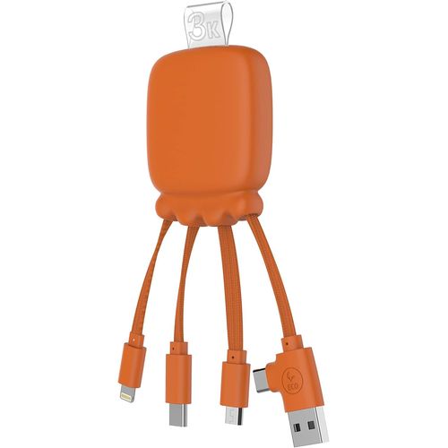 C¿Ble Multi Connecteurs Usb - Hub Usb 4 En 1 : Usb C, Usb Et Micro Usb - C¿Ble Chargeur Universel Et Batterie Externe - C¿Ble Multi T¿L¿Phone - Octopus Gamma (Orange)