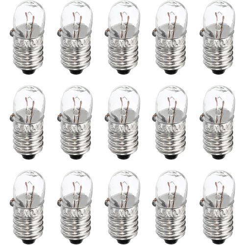 Ampoule E10 Ampoules Miniatures À Culot À Vis Dc 6.3v Lumière Jaune Chaude Mini Lampes Avec Boîte De Rangement,1 Ensemble/15 Pcs