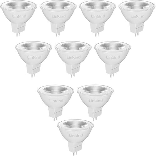 Kal-Ampoules Led Gu5.3 Mr16 12v, 5w Equivalent À 50w Lampe Traditionnelle, Blanc Chaud 2700k, 520lm, 36° Angle, Ampoules Led Spot 12v, Non Dimmable, Lot De 10