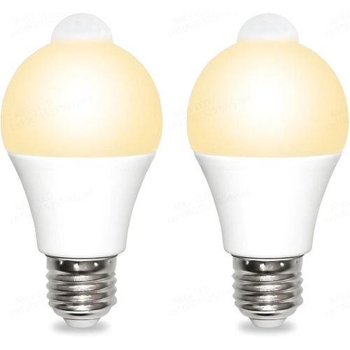 Sjzg-2pcs Led Lampe Ampoule B22 E27 À Capteur De Mouvement Pir, Ampoule Intelligente De 12w 15w, 220v, Du Crépuscule À L'aube, Veilleuse Pour Escaliers, Porche Et Garage (Blanc Froid, B22 12w)