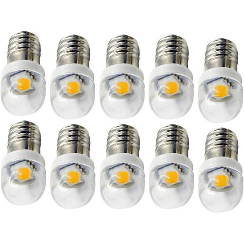 Sjzg-10 Pièces E10 Ampoule Led 12v 0.6w 5050 1smd Jaune Led Ampoule De Remplacement Mise À Niveau Pour Phares Lampes De Poche Torche Lumières