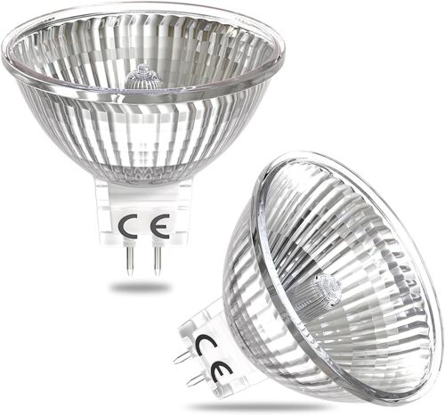 Kal-Ampoule Halogènes 50w Mr16 Gu5.3 Dimmable, Dc 12v Basse Tension Blanc Chaud 2700k Ampoules Spotlight Réflecteur 800lumen Haute Luminosité, Lot De 2