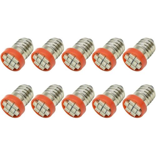 Sjzg-Lot De 10 Ampoules Led E10 0,5 W 12 V 24 V 1210 8smd De Remplacement Pour Lampes De Poche, Lampes Torches, Rouge