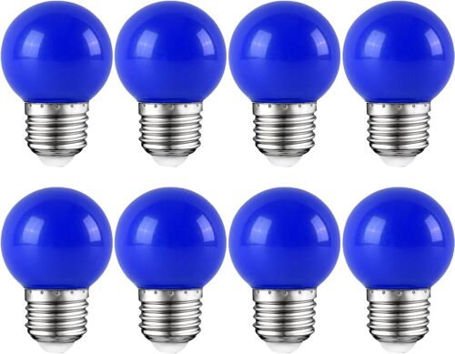 Kal-Lot De 8 Ampoules Led Colorées E27 3 W - Bleu - Angle De Faisceau 360° - Éclairage D'ambiance Pour Maison, Fête, Bar, Noël
