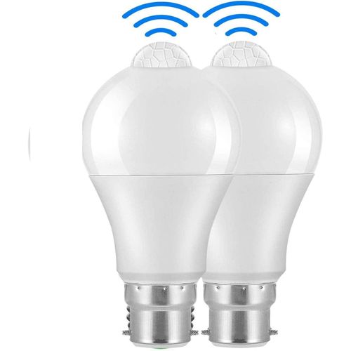Sjzg-Led Smart Motion Ampoules, B22 Pir Capteur De Lumière Ampoule 12 W Blanc Froid 6000 K Auto Onoff Lampe De Nuit Pour Escaliers, Garage, Couloir, Une Passerelle, Cour, Couloir, Terrasse