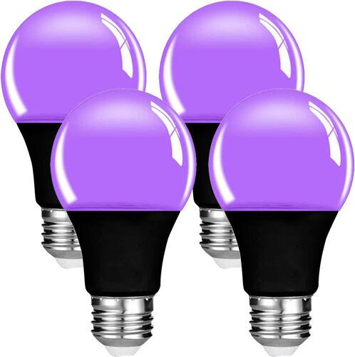 Kal-Uv Bulb Led Ampoule, 9w Ampoule Led Uv Avec Base E27, 395nm Ampoule Lumineuse Lampe Uv, Lampe Fluorescente Uv Pour Halloween Home Party Stage Lighting (Noir, 4 Paquets)