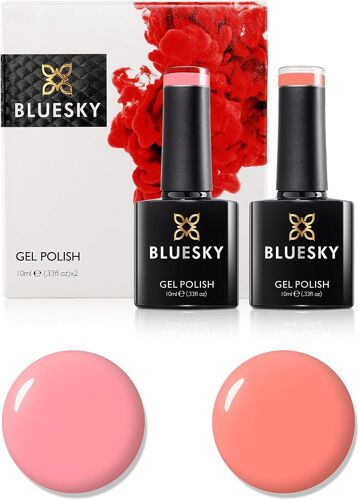 Ensemble De Vernis À Ongles En Gel , 7th Anniversary Set 11, 2 X 10ml, A097 Rose Glow, Bsh002 California Coral, Pastel (Nécessite De Guérir Lampe À Led Uv) 