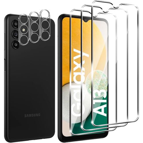 Lot 3+3 Verre Trempé Pour Samsung Galaxy A13 ¿ 3 Protecteurs D'écran + 3 Protections Lentille Caméra, 9h Anti-Rayures, Ultra Transparent Hd 0,26 Mm