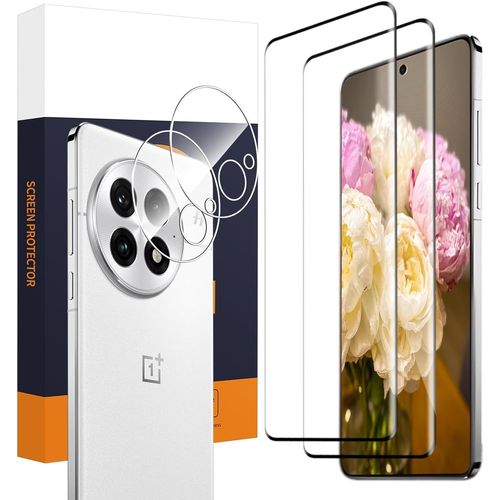 CAUC-Verre Trempé pour Oneplus 13 5G, Caméra Protecteur, 3D Couverture Complète protection écran, sans bulles, 9H Dureté, Haute Sensibilité, Ultra HD Oneplus 13 vitre protection-2+2 pièces