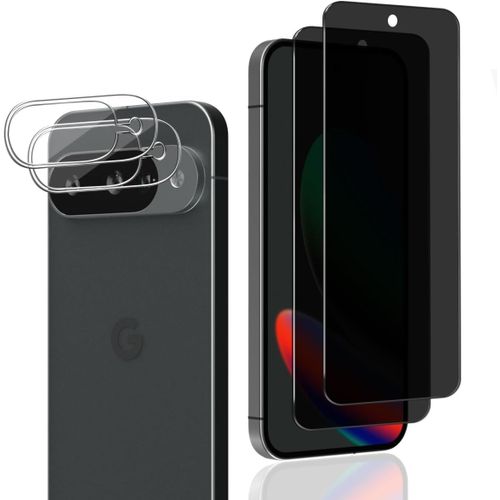 Verre Trempé Anti Espion Pour Google Pixel 10, 2 Pièces Privacy Film Et 2 Pièces Protecteur Caméra Arrière, Sans Bulles 9h Dureté Anti-Spy Protection Écran