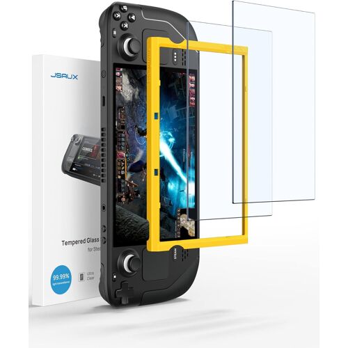 MEVRONISSHOP-Verre Trempé Compatible avec Steam Deck LCD & OLEDLot de 2, Couverture Intégrale Vitre Protection D'écran, Facile à Installer avec Le Cadre de Guidage (Version Améliorée)