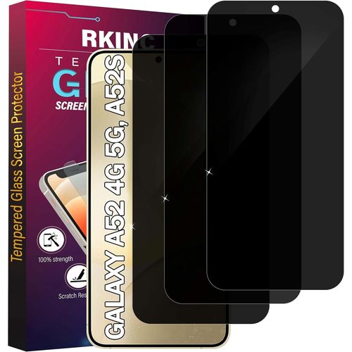 Verre Trempé Anti-Espion Pour Samsung Galaxy A52, A52 5g, A52s 5g, [Lot De 3] [Ne Prend Compatible Id D'empreinte Digitale] Angle De Confidentialité Amélioré, Dureté 9h, Sans Bulles