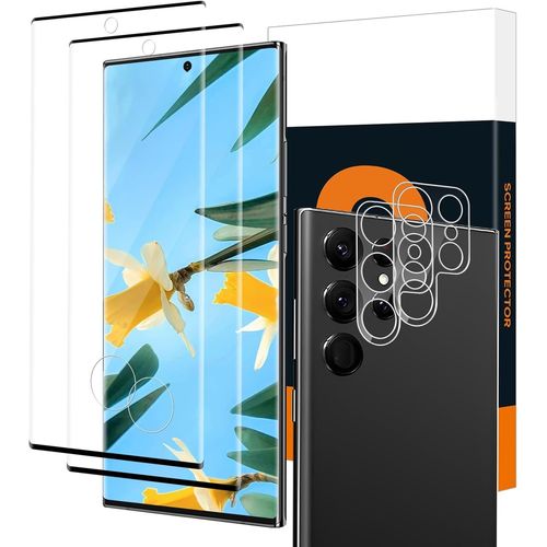 2+2 Pièces 3d Verre Trempé Pour Samsung Galaxy S23 Ultra 5g,Avec Caméra Protecteur,Anti-Salissures Haut Définition Protection Écran Pour S23 Ultra,Anti-Bulle Hd Vitre Protection