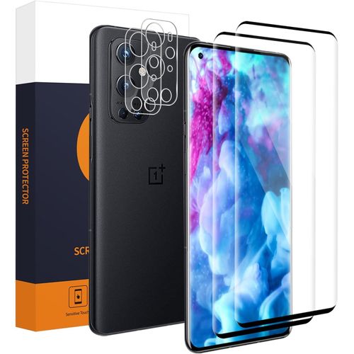 Sjzg-Verre Trempé Pour Oneplus 9 Pro 5g, Dureté 9h, Sans Bulle, Anti Rayures, Couverture 3d, Haute Sensibilité, 2+2 Pièce Hd Claire Vitre Protection +Caméra Protection Écran Pour Oneplus 9 Pro