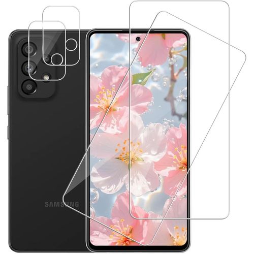 2+2 Pièces Verre Trempé Pour Samsung Galaxy A52/A52s 5g Avec Caméra Arrière Protecteur, Bord 2.5d Ultra-Clair Vitre Protection Pour A52s 5g, Sensible Au Toucher Film Protection Écran
