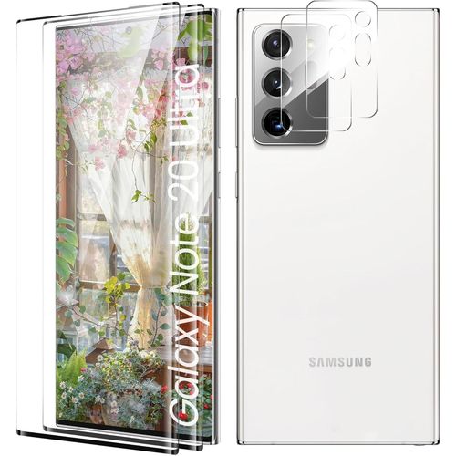 CAUC-Verre Trempé pour Samsung Galaxy Note 20 Ultra Plein écran, Affaire Classée Protection écran, Bord à Bord, sans Bulle, Anti-Scratch, 2 Pièces Verre Trempé + 2 Pièces Caméra Protection écran