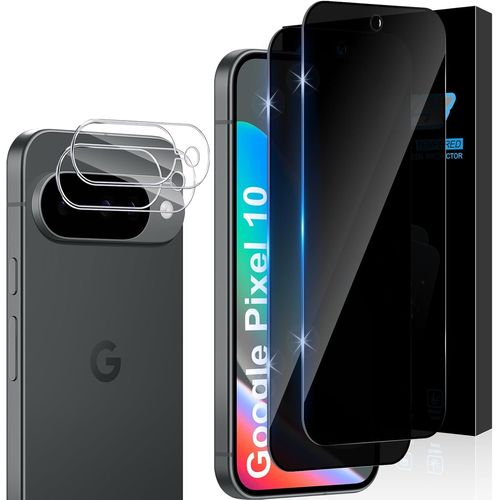 Ersan-Verre Trempé Anti-Espion Couverture Complète Pour Google Pixel 10 Avec Caméra Arrière Protecteur [2+2 Pcs], Dureté 9h, Vitre Privacy Film Protection Écran De Confidentialité Vitre