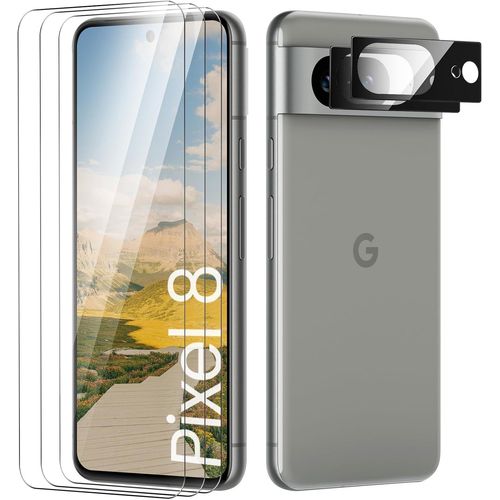Cauc-Verre Trempé Pour Google Pixel 8 Plein Écran, Affaire Classée Protection Écran, Bord À Bord, Sans Bulle, Anti-Scratch, 3 Pièces Verre Trempé + 2 Pièces Caméra Protection Écran