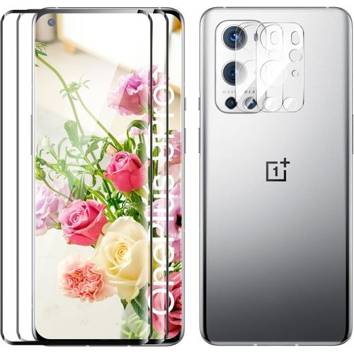 Cauc-Verre Trempé Pour Oneplus 9 Pro, Film Protection Écran, [Sans Bulles D'air] [Ultra Résistant] [Anti-Rayures] 2 Pièces Verre Trempé + 2 Pièces Caméra Protection Écran