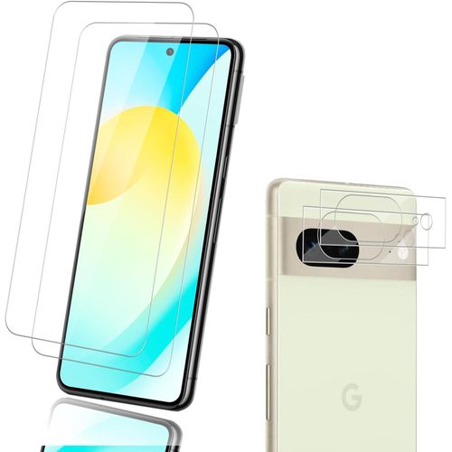 Cauc-2+2 Pi¿¿Ces Verre Tremp¿¿ Pour Google Pixel 8 Avec Cam¿¿Ra Arri¿¿Re Protection ¿¿Cran, Hd Sans Bulles Haute Sensibilit¿¿ Vitre Protection Film, 9h Durable Et Anti Rayures Pour Pixel 8 Protection
