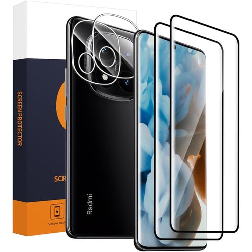 CAUC-Verre trempé pour Xiaomi Redmi Note 14 Pro Plus 5G, Dureté 9H Anti Rayures, 3D Bubble Free, Haute Sensibilité, 2+2 HD Claire Redmi Note 14 Pro Plus Vitre Protection +Caméra Protection écran