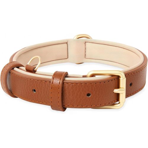 Collier Pour Chien, En Cuir, Collier De Chien Ajustable Coussin Moelleux Cuir Nouvelle Couleur De Rembourrage Pour Petits, Moyens Ou Grands Chiens, Rose, M