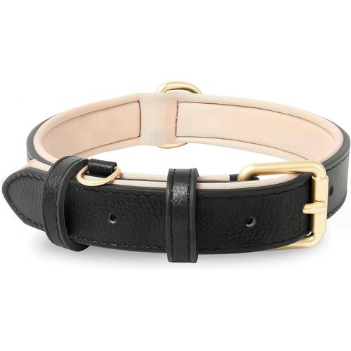Collier Pour Chien, En Cuir, Collier De Chien Ajustable Coussin Moelleux Cuir Nouvelle Couleur De Rembourrage Pour Petits, Moyens Ou Grands Chiens, Rose, M