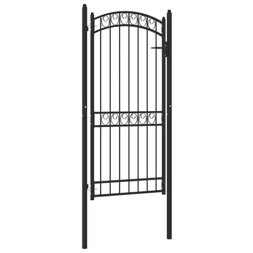 Prolenta Premium - Portail De Clôture Avec Dessus Arqué Acier 100x200 Cm Noir