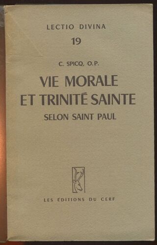 Vie Morale Et Trinité Sainte Selon Saint Paul
