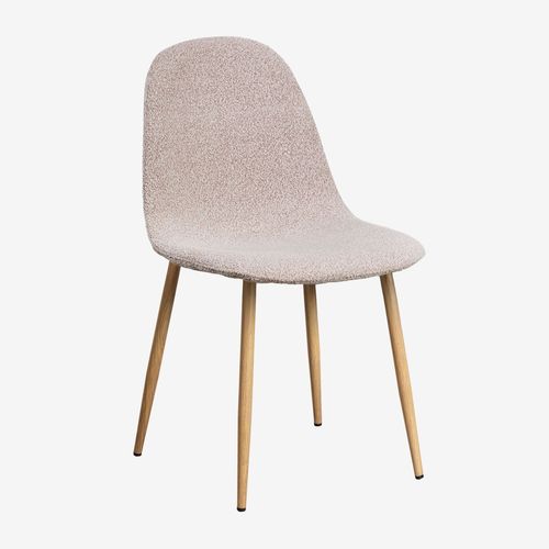 Lot De 2 Chaises De Salle À Manger En Tissu Bouclé Glamm Deluxe Bois Naturel