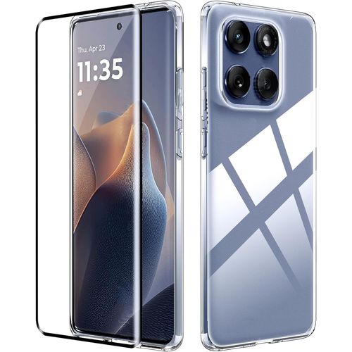 Coque Pour Motorola Edge 60 Fusion Étui De Protection En Silicone Antichoc Avec Coins Renforcés, Clair Mince Souple Tpu Bumper Housse Avec [1 Pièce] Verre Trempé Protection Écran -Transparent