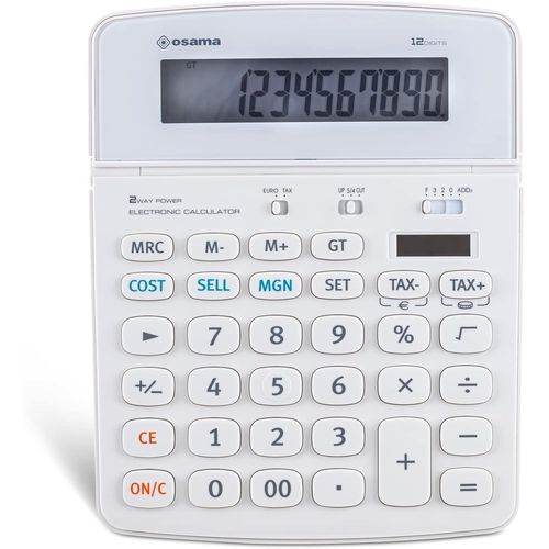 , Big Display - Calculatrice Bureau À 12 Chiffres, Calculatrice College Et Lycee Avec Recharge Solaire, Calculette Pour Calcul De Coût, Vente Et Marge, Idéal Comme Fourniture Et Accessoire B[Z709]