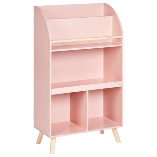 Bibliothèque 3 Étagères Bois D'ingénierie Rose Pastel Liloet