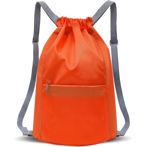 Sac De Gym Imperméable Avec Cordon De Serrage Pour Femme Et Homme, Sac À Dos Pliable Avec Cordon De Serrage De Grande Capacité, Sac À Cordon Pour Randonnée, Camping - Orange