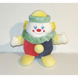 doudou clown chicco happy color 1 bouton vintage - peluche clown multicolore artsana 24 cm