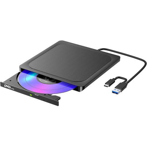 KALANKA-Lecteur DVD Externe à Finition Métal Brossé USB 3.0 Graveur CD/DVD±RW, Mac et PC Windows, Lecteur/Graveur DVD ROM Compatible avec Ordinateurs Portables, Bureau, Mac, Windows/Mac OS (Ultra Min